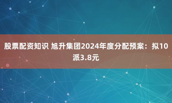 股票配资知识 旭升集团2024年度分配预案：拟10派3.8元
